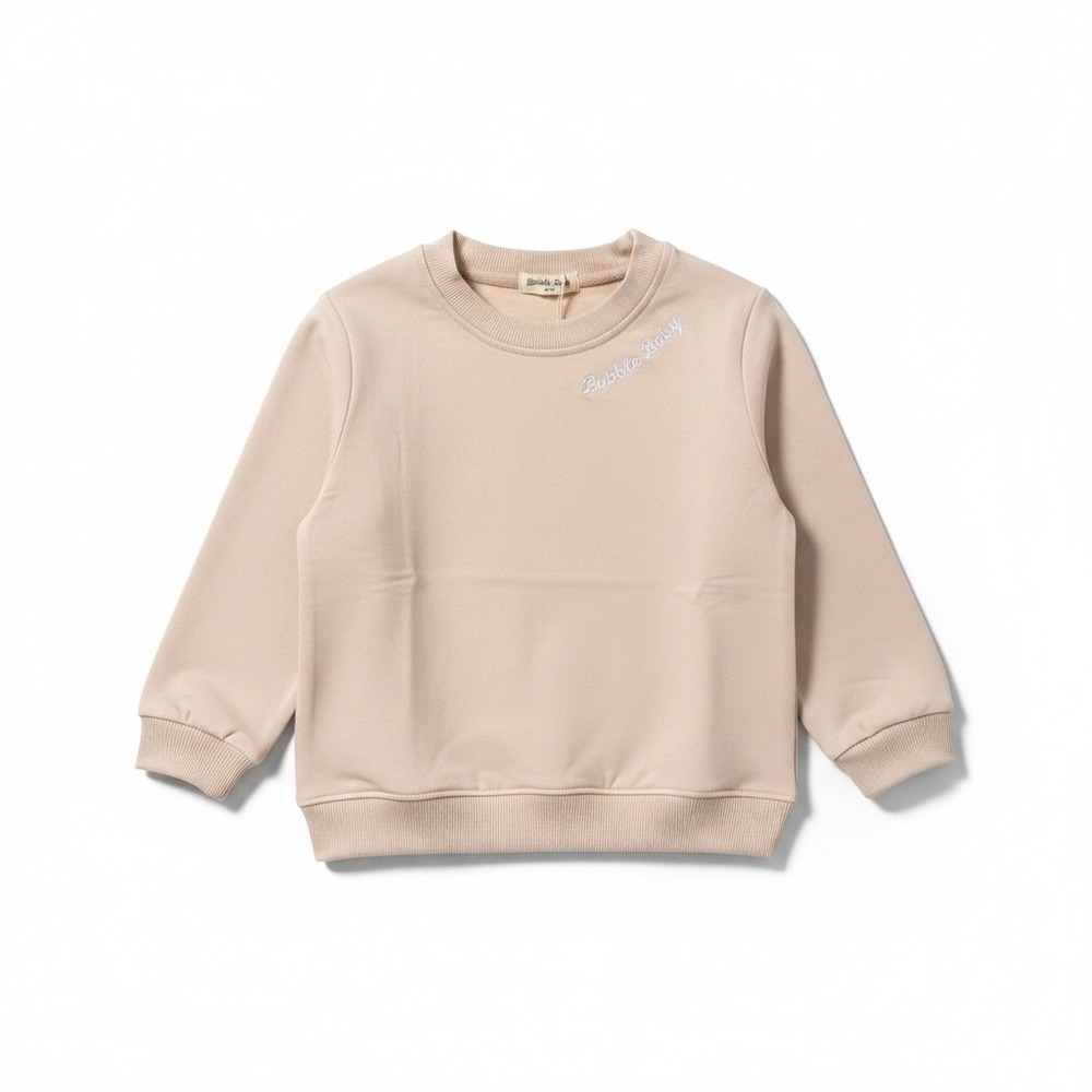 Bubble Baby Kids Tan Bamboo Viscose Blend Embroidered Sweatshirt Size 5/6